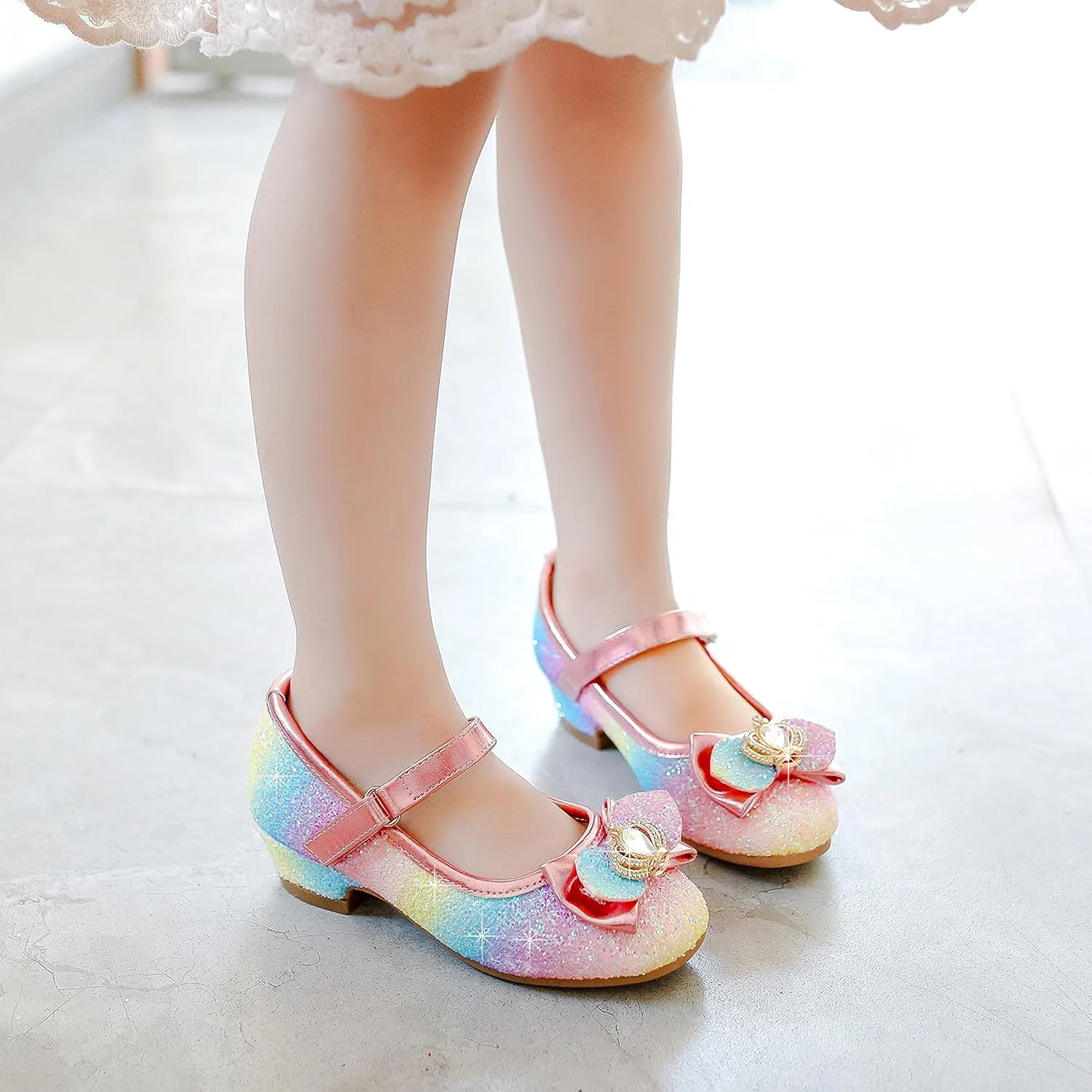 Walofou Flower Girls Wedding Party Heel Princess Shoes Flats for Kid Toddler