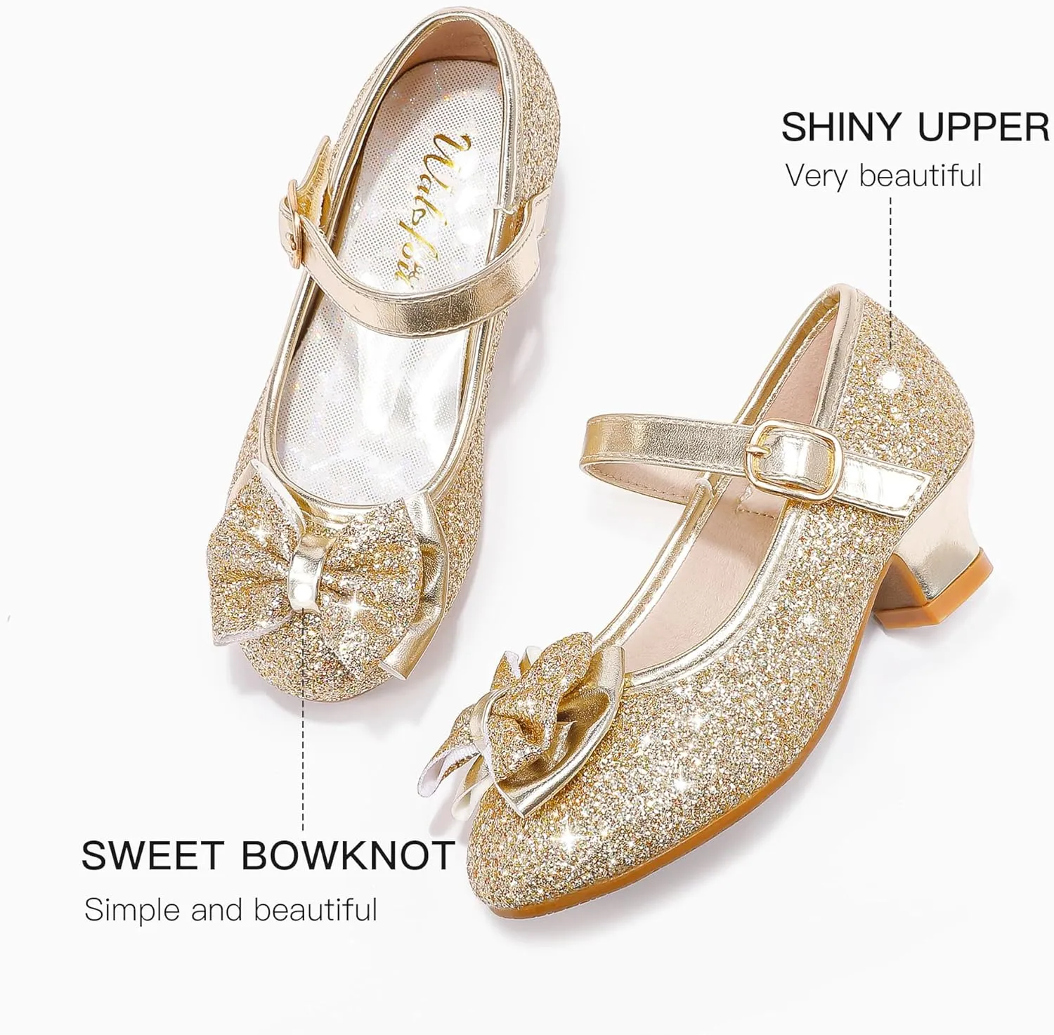 Walofou Flower Girls Wedding Party Heel Princess Shoes Flats for Kid Toddler