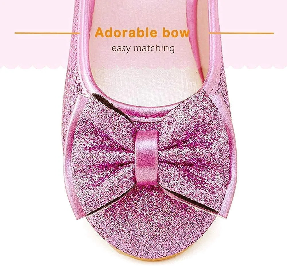 Walofou Flower Girls Wedding Party Heel Princess Shoes Flats for Kid Toddler