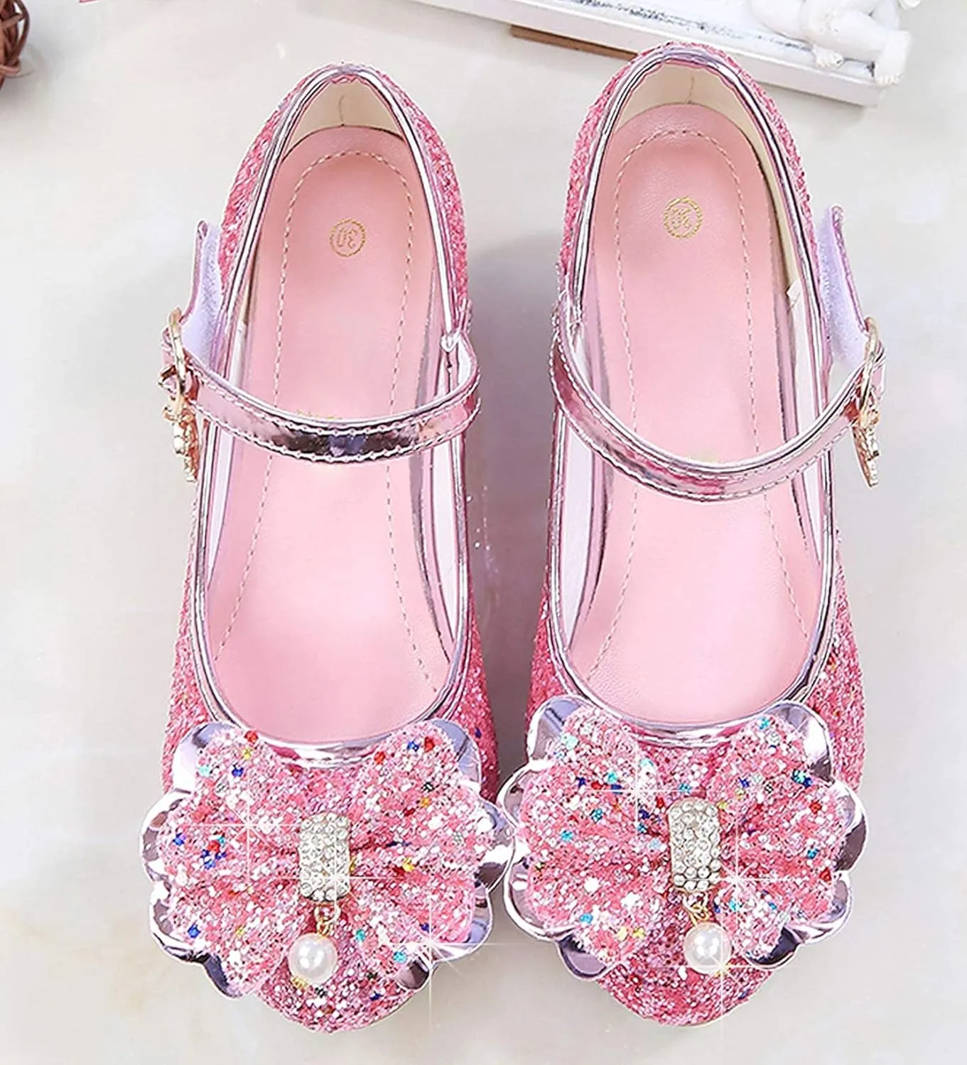 Walofou Flower Girls Wedding Party Heel Princess Shoes Flats for Kid Toddler