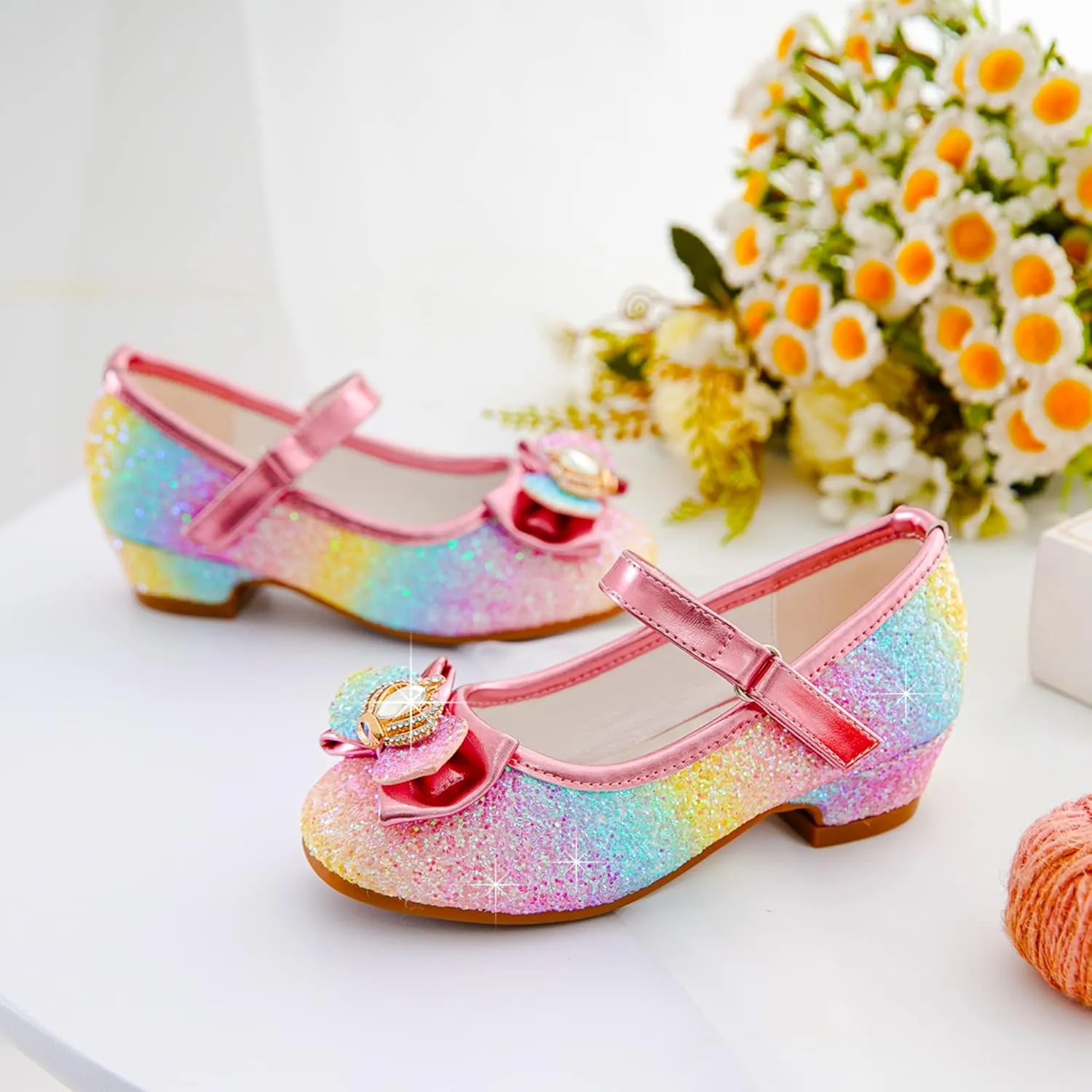Walofou Flower Girls Wedding Party Heel Princess Shoes Flats for Kid Toddler