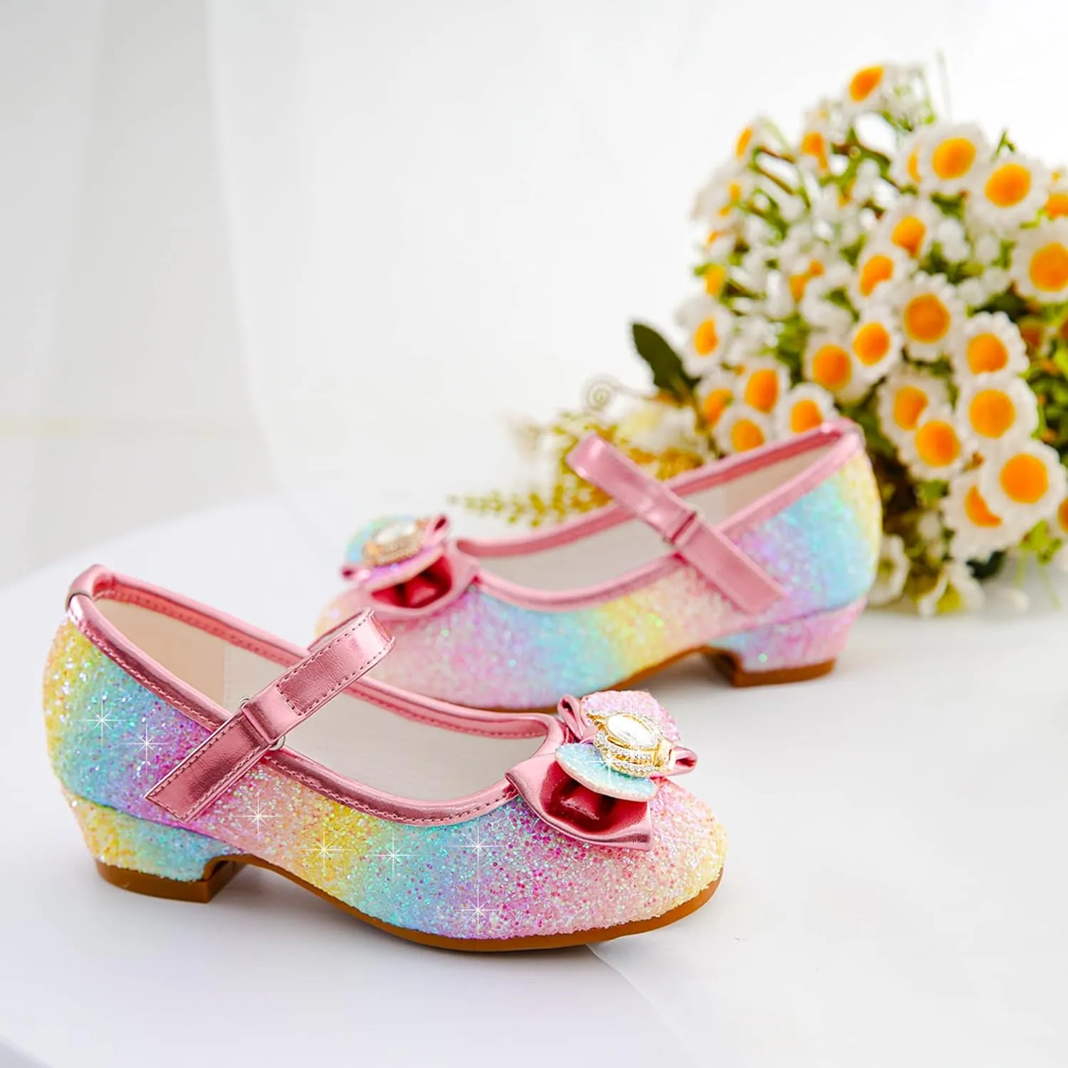 Walofou Flower Girls Wedding Party Heel Princess Shoes Flats for Kid Toddler
