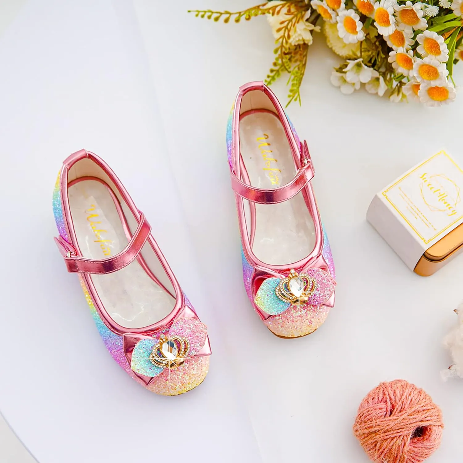 Walofou Flower Girls Wedding Party Heel Princess Shoes Flats for Kid Toddler