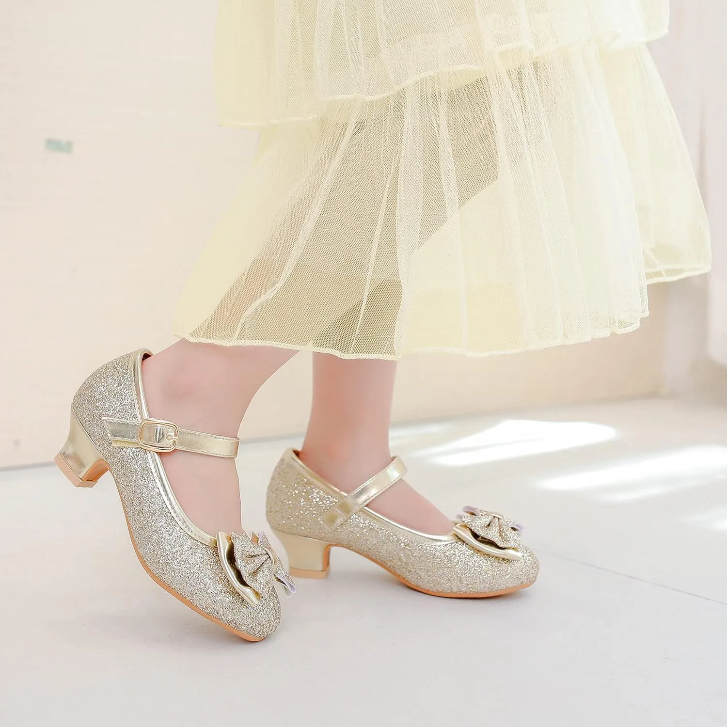 Walofou Flower Girls Wedding Party Heel Princess Shoes Flats for Kid Toddler