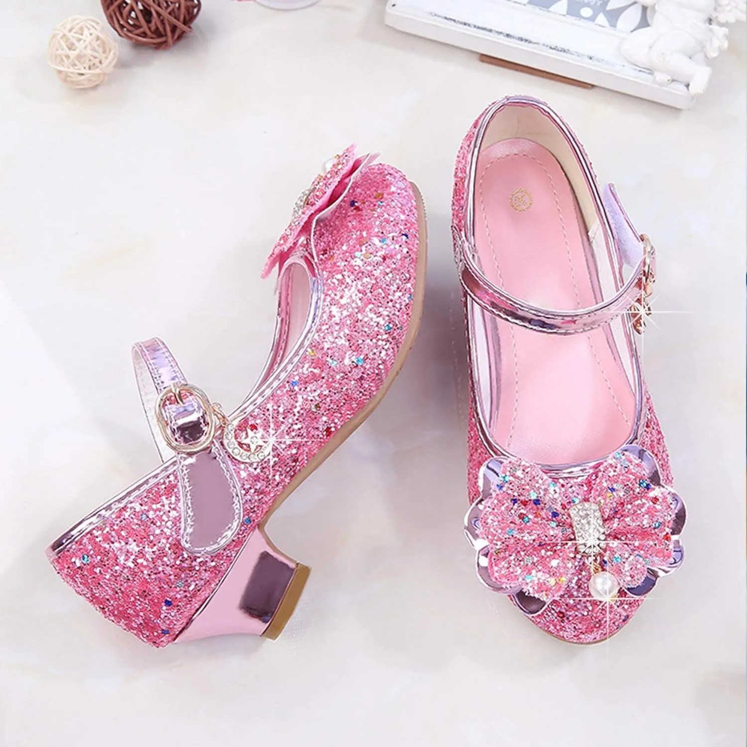 Walofou Flower Girls Wedding Party Heel Princess Shoes Flats for Kid Toddler