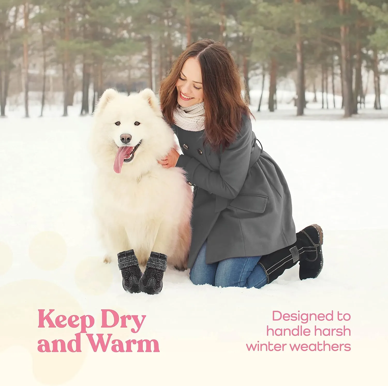 Waterproof Dog Shoes - Stylish Designed Shoes for Dogs - Dog Boots with Non-Slip Rubber Bottom Protects Paw from Hot or Cold Pavement, Dog Booties with Reflective Straps for Dogs Safety, Puppy Shoes.
