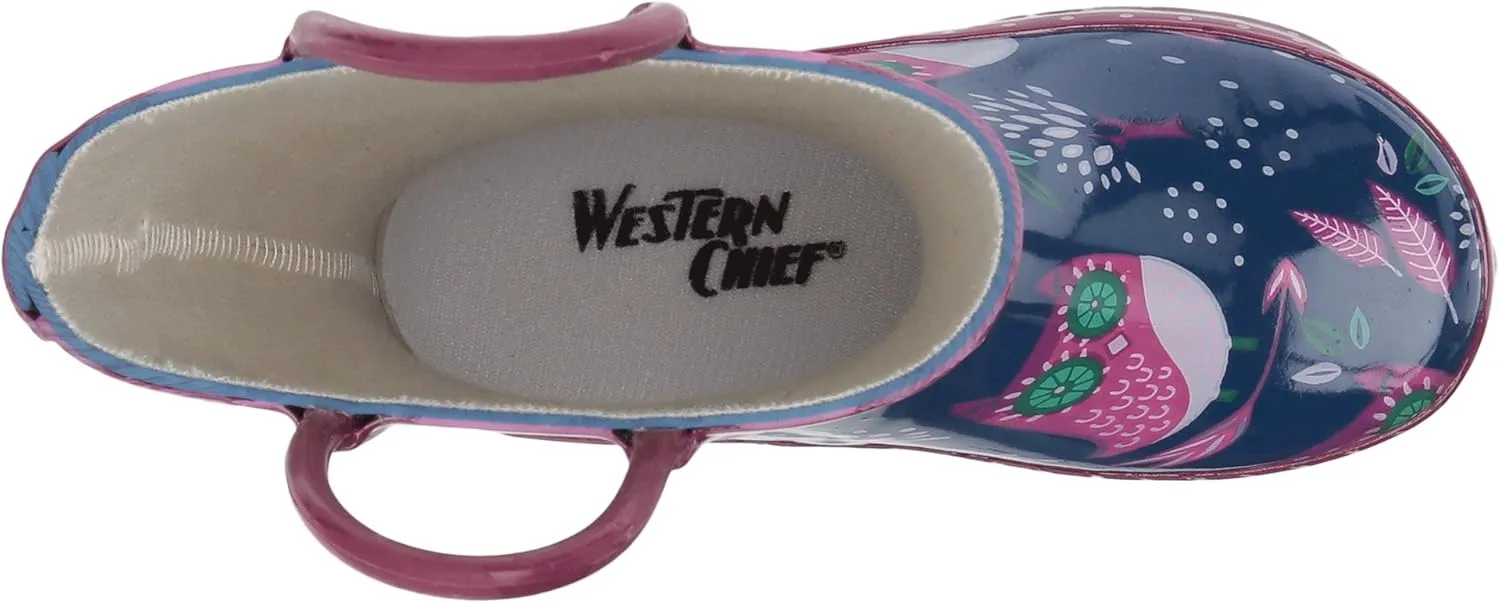 Western Chief Unisex-Child Waterproof Printed Rain Boot with Easy Pull on Handles