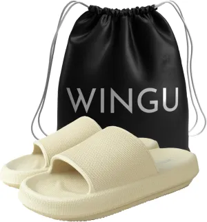 Wingu Pillow Slippers for Women and Men - Non-Slip EVA Shower Sandals | Thick 1.77-Inch Sole Slides for Indoor & Outdoor | Cloud Comfort, Quick-Dry, Lightweight House Shoes