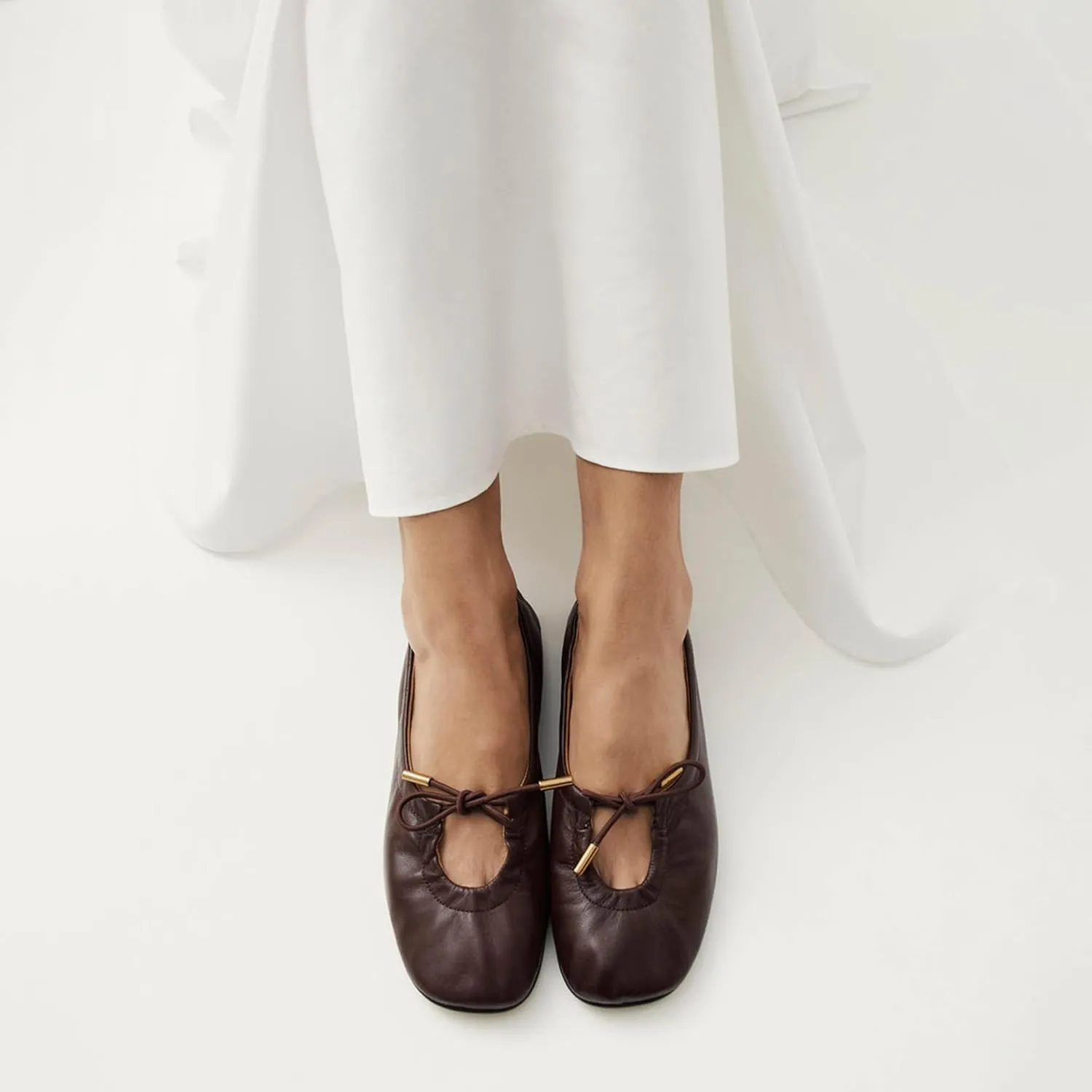 Women Ballet Flats Square Toe Lace Up Bow Ballerina Shoes Cute Slip On Casual Mary Jane Shoes