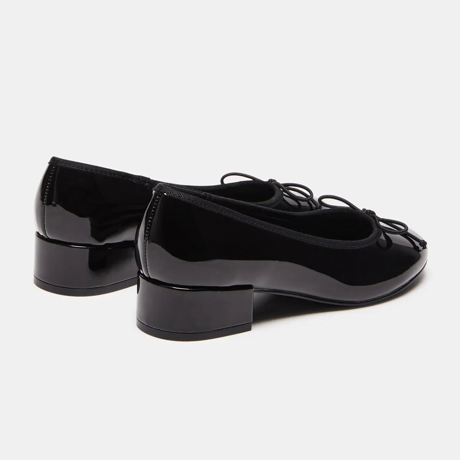 Women Ballet Pumps Round Toe Low Block Heel Slip on Ballerinas Walking Dating Party Daily Dress Shoes with Bow