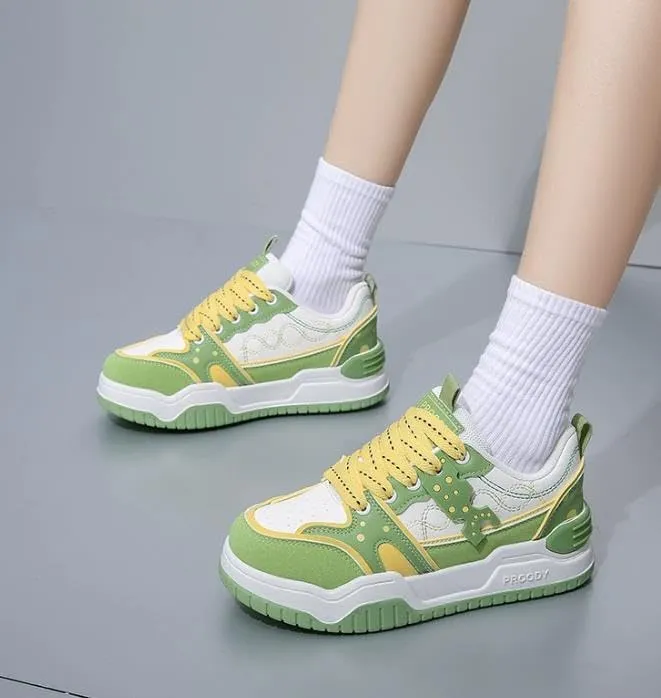 Women Platform Fashion Sneakers Low Top Lace-Up Comfortable Stylish Casual Walking Skateboard Shoes, Street Sneakers