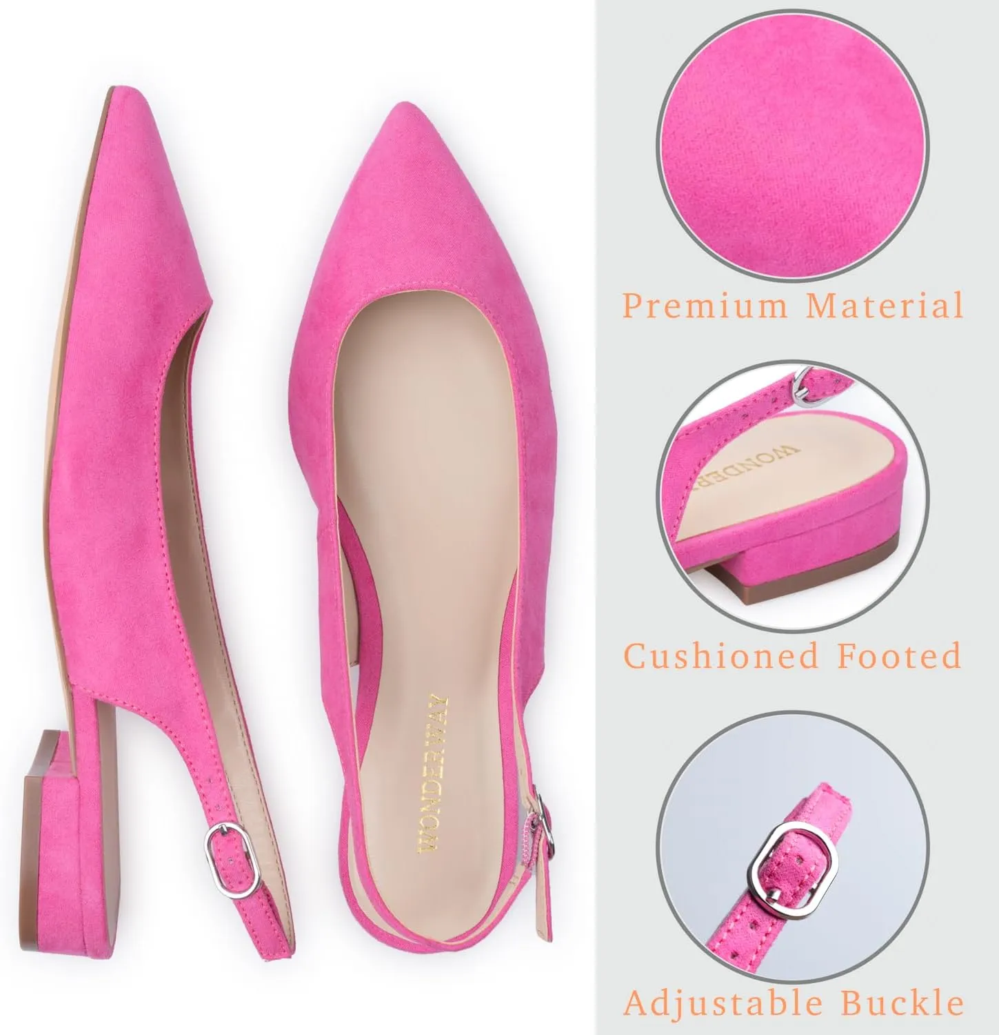 Women Slingback Flat Pointed Toe Shoes for Dressy,Casual,Work,Wedding