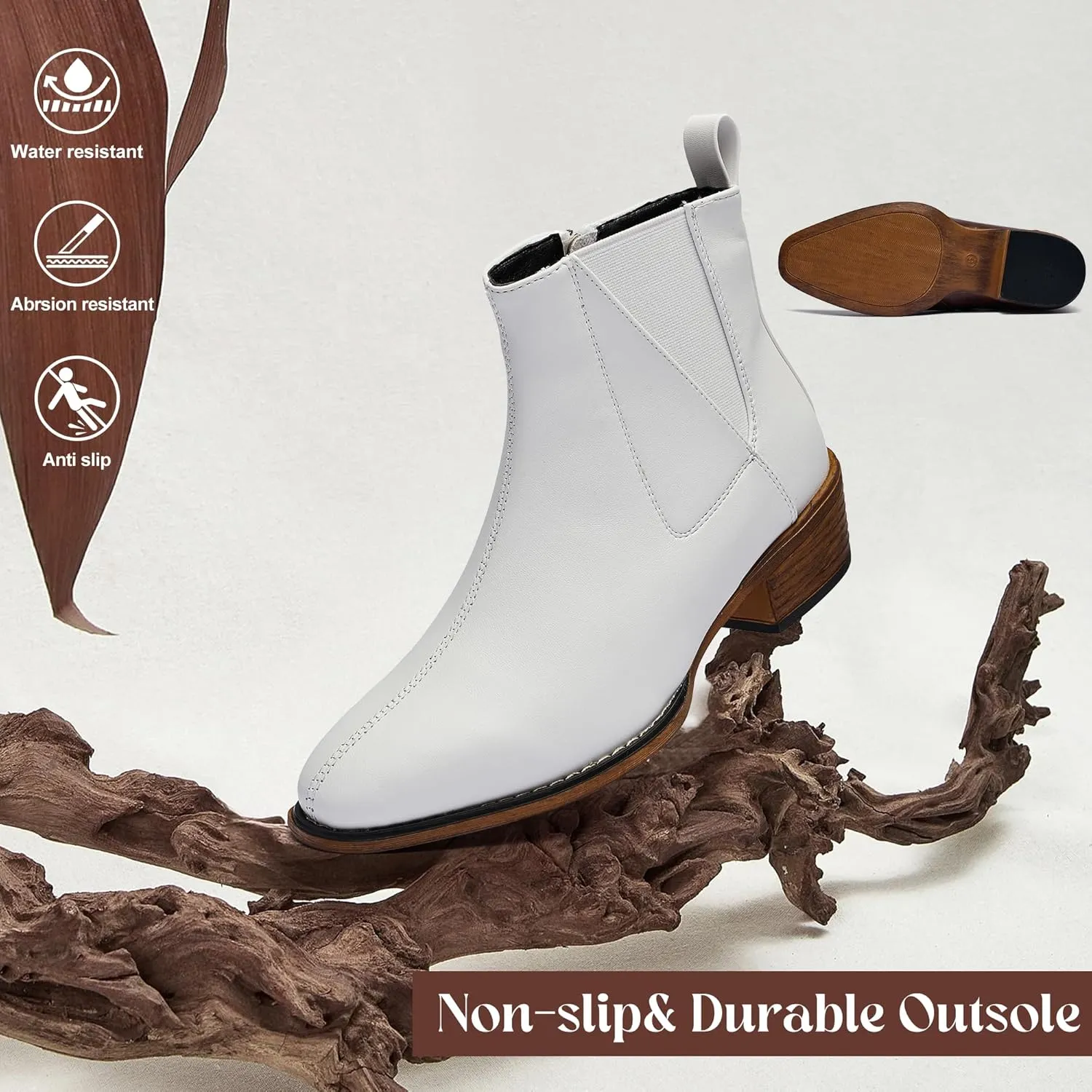 Women's Ankle Boots Mid-height Heels Chelsea Zipper Dressy Booties