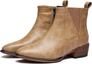 Women's Ankle Boots Mid-height Heels Chelsea Zipper Dressy Booties