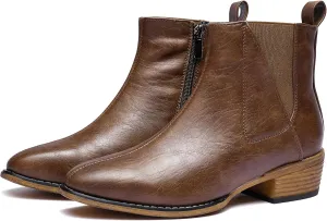 Women's Ankle Boots Mid-height Heels Chelsea Zipper Dressy Booties