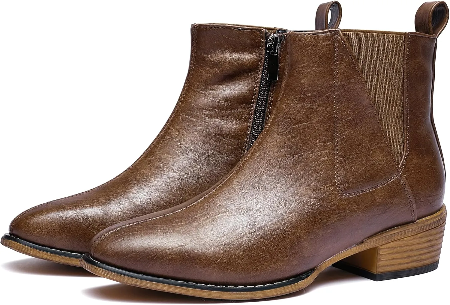 Women's Ankle Boots Mid-height Heels Chelsea Zipper Dressy Booties