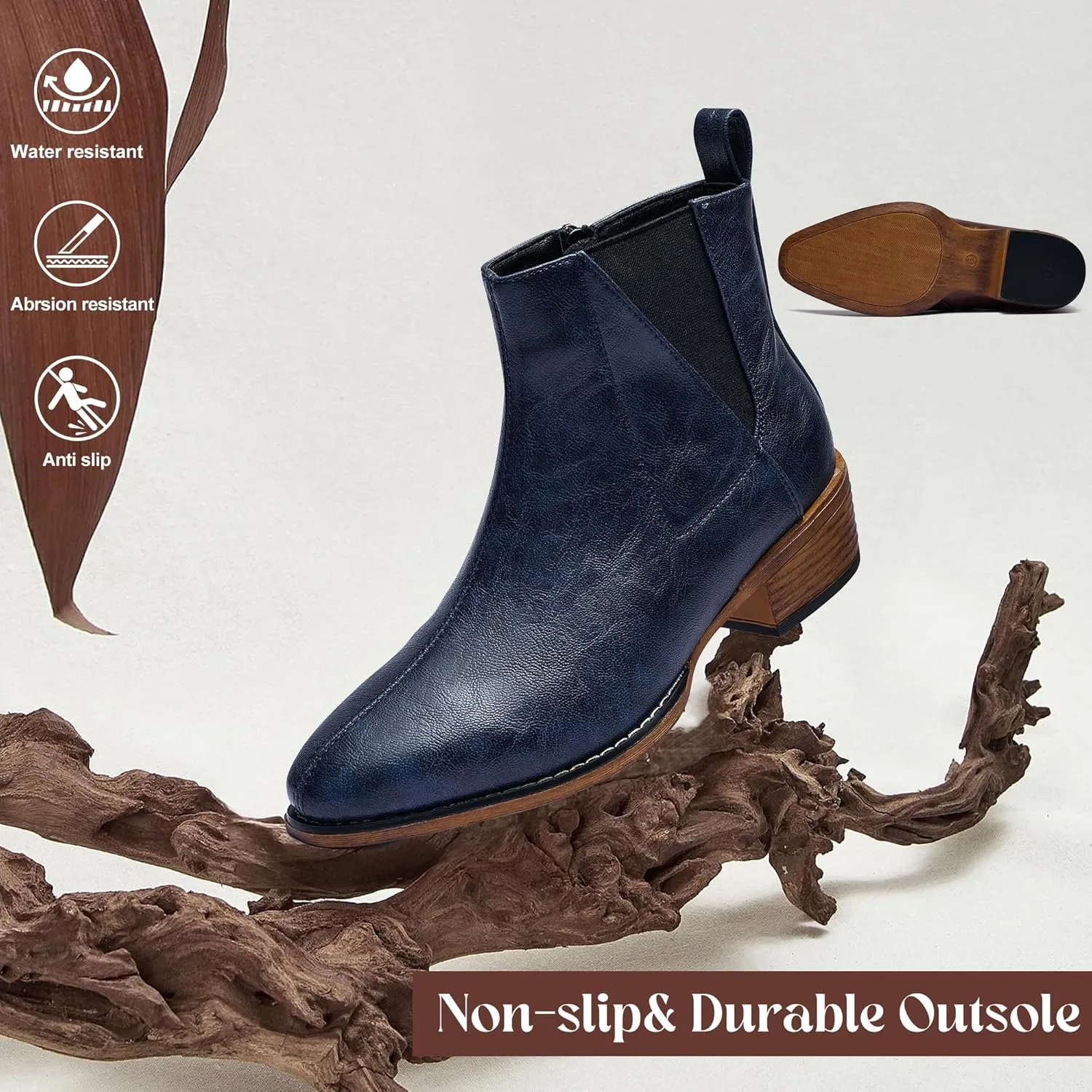 Women's Ankle Boots Mid-height Heels Chelsea Zipper Dressy Booties