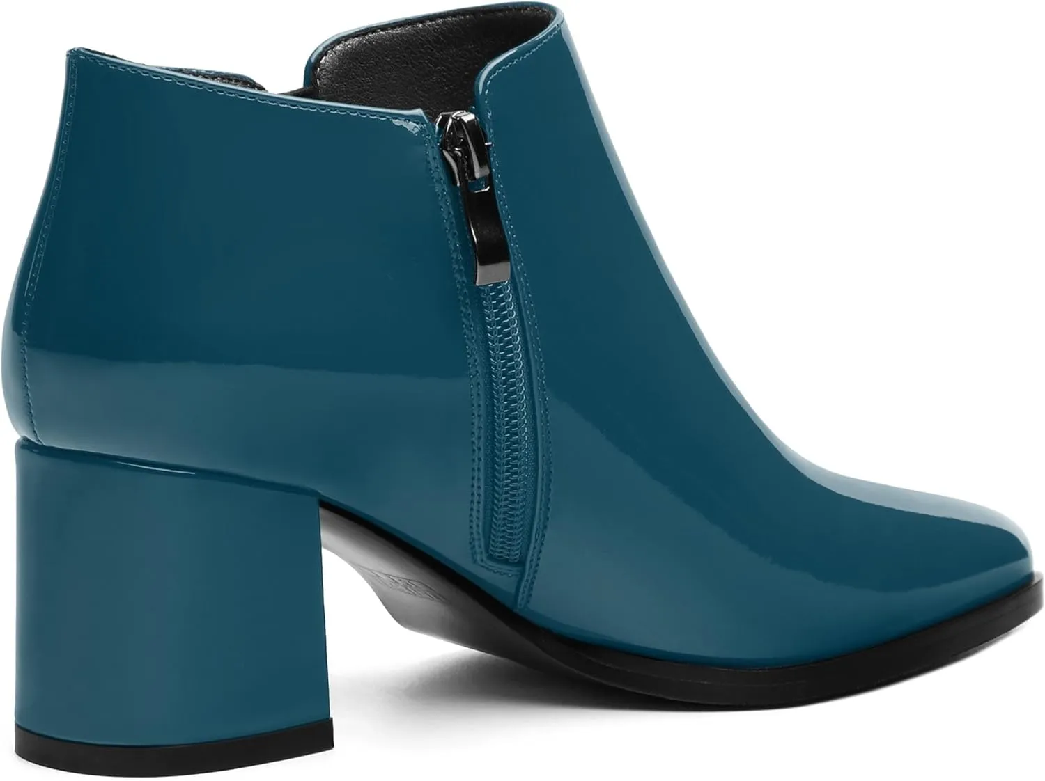 Women's Ankle Boots, Pointed Toe Chunky Heel Short Boots, Side Zipper and Elastic Ankle Booties, Mid Heel Shoes for Women