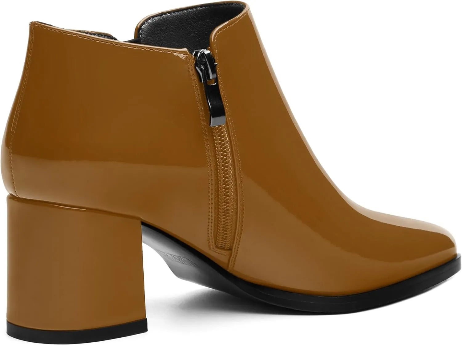 Women's Ankle Boots, Pointed Toe Chunky Heel Short Boots, Side Zipper and Elastic Ankle Booties, Mid Heel Shoes for Women