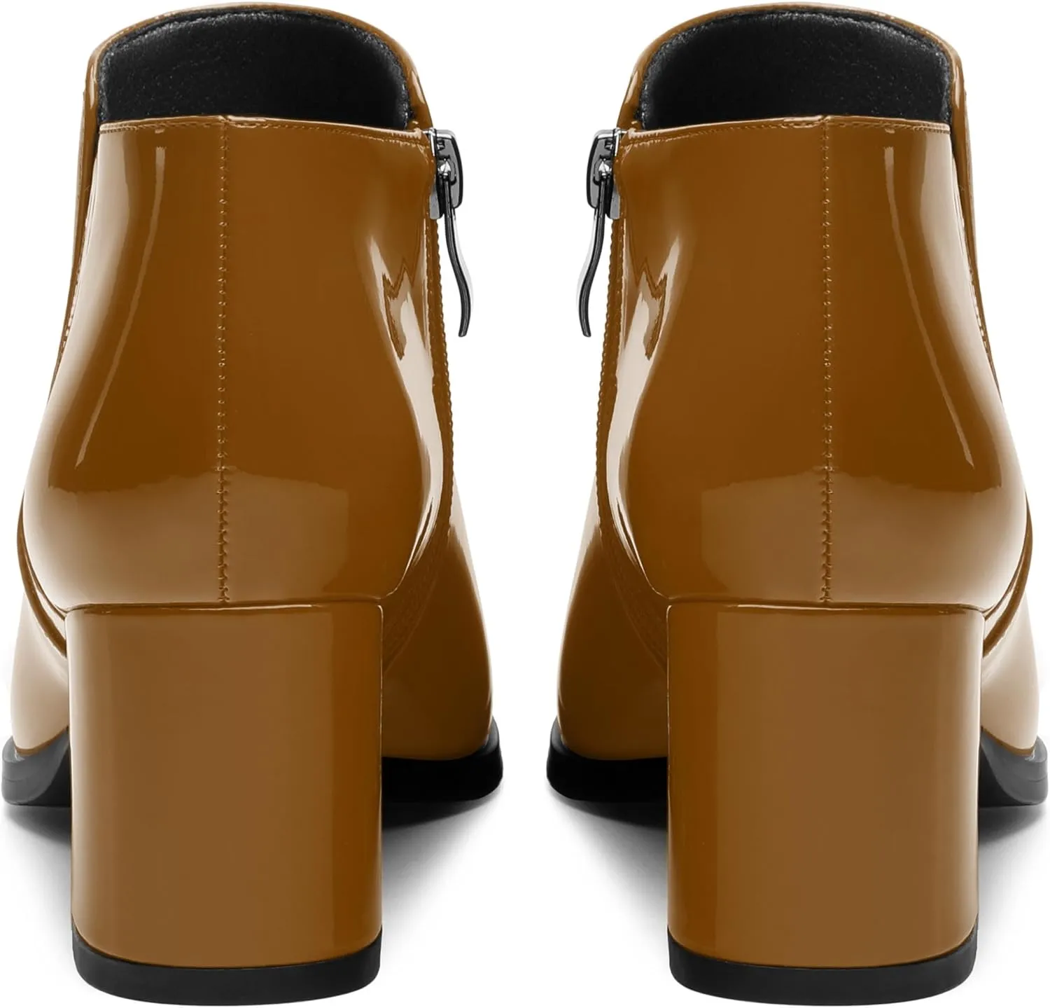 Women's Ankle Boots, Pointed Toe Chunky Heel Short Boots, Side Zipper and Elastic Ankle Booties, Mid Heel Shoes for Women