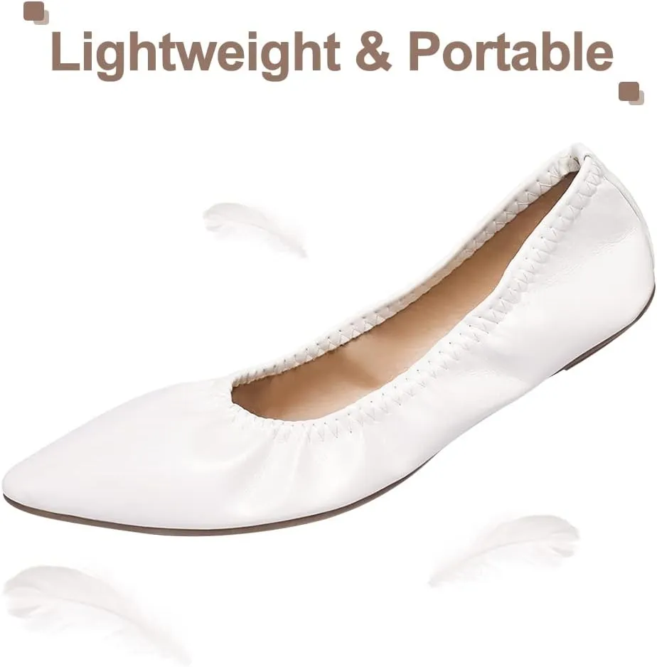 Women's Ballet Flat Slip On Flats - Classic Casual Dress Shoes, Foldable Portable Travel Ballet Walking Shoes