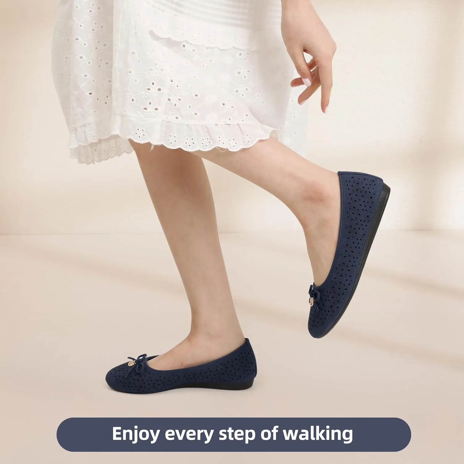 Women's Ballet Shoes Comfortable Slip on Round Toe Flat Casual Shoes for Walking, Driving, Dressy