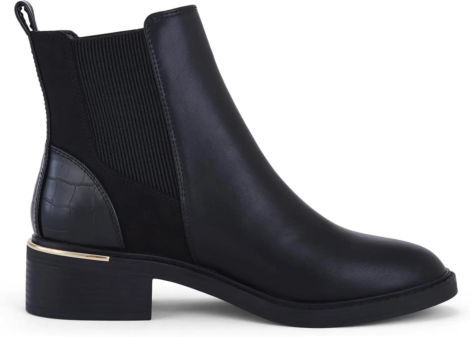 Women's Black Chelsea Platform Ankle Boots Elastic Chunky Heel Lug Sole Booties