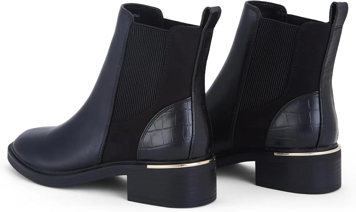 Women's Black Chelsea Platform Ankle Boots Elastic Chunky Heel Lug Sole Booties