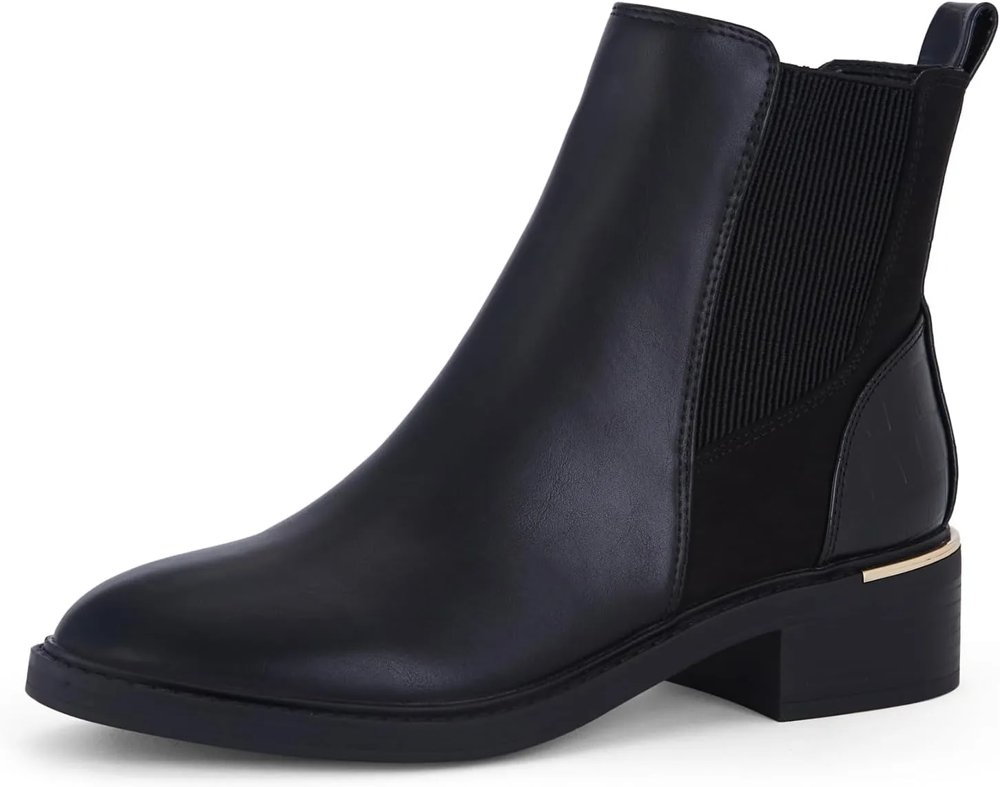 Women's Black Chelsea Platform Ankle Boots Elastic Chunky Heel Lug Sole Booties