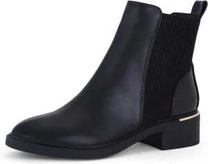 Women's Black Chelsea Platform Ankle Boots Elastic Chunky Heel Lug Sole Booties