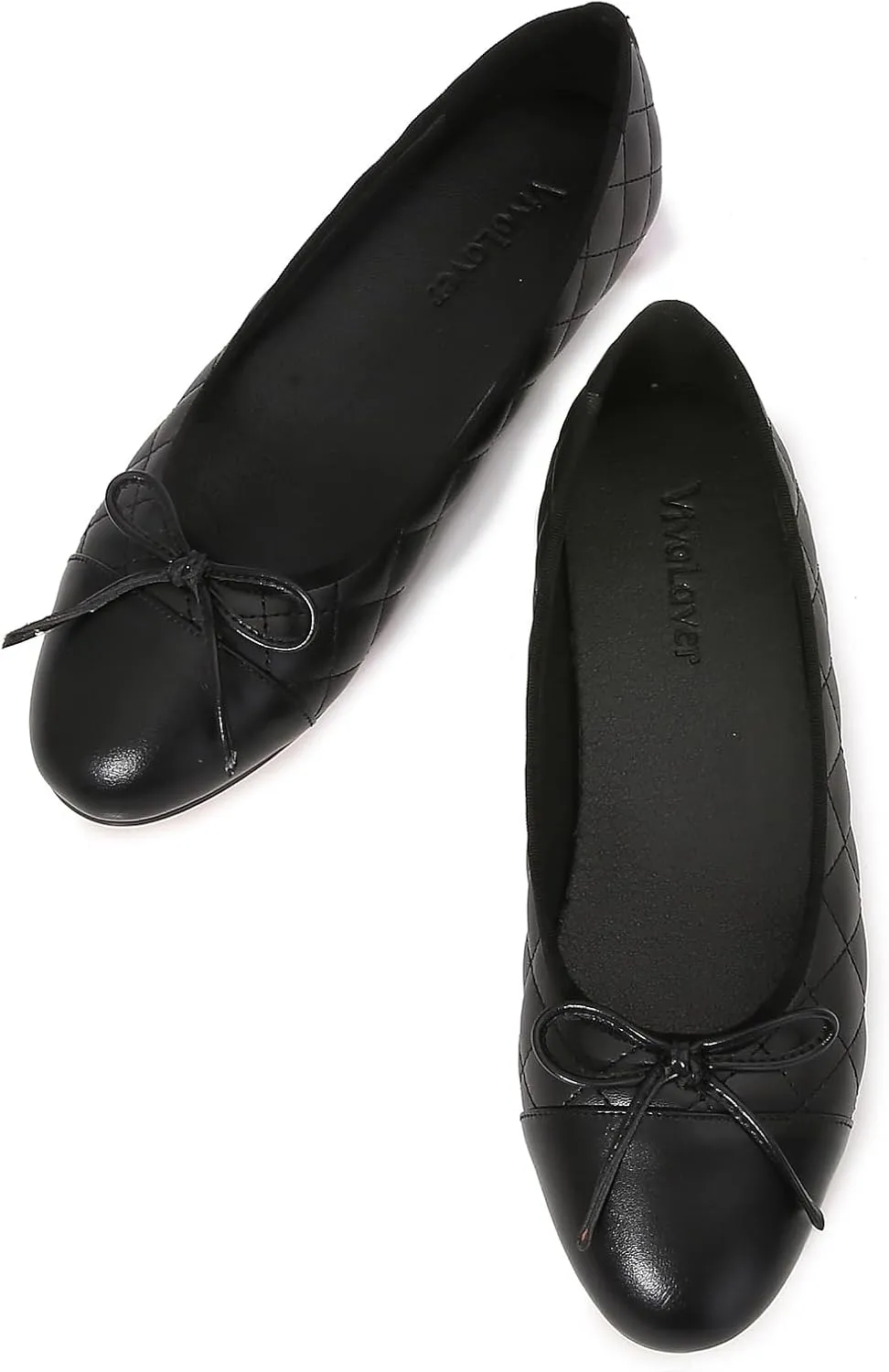 Women's Cap Toe Ballet Flats Two Tone Bow Flats Round Toe Shoes for Women Slip on Casual, Work, Dress Flats Pumps for Women
