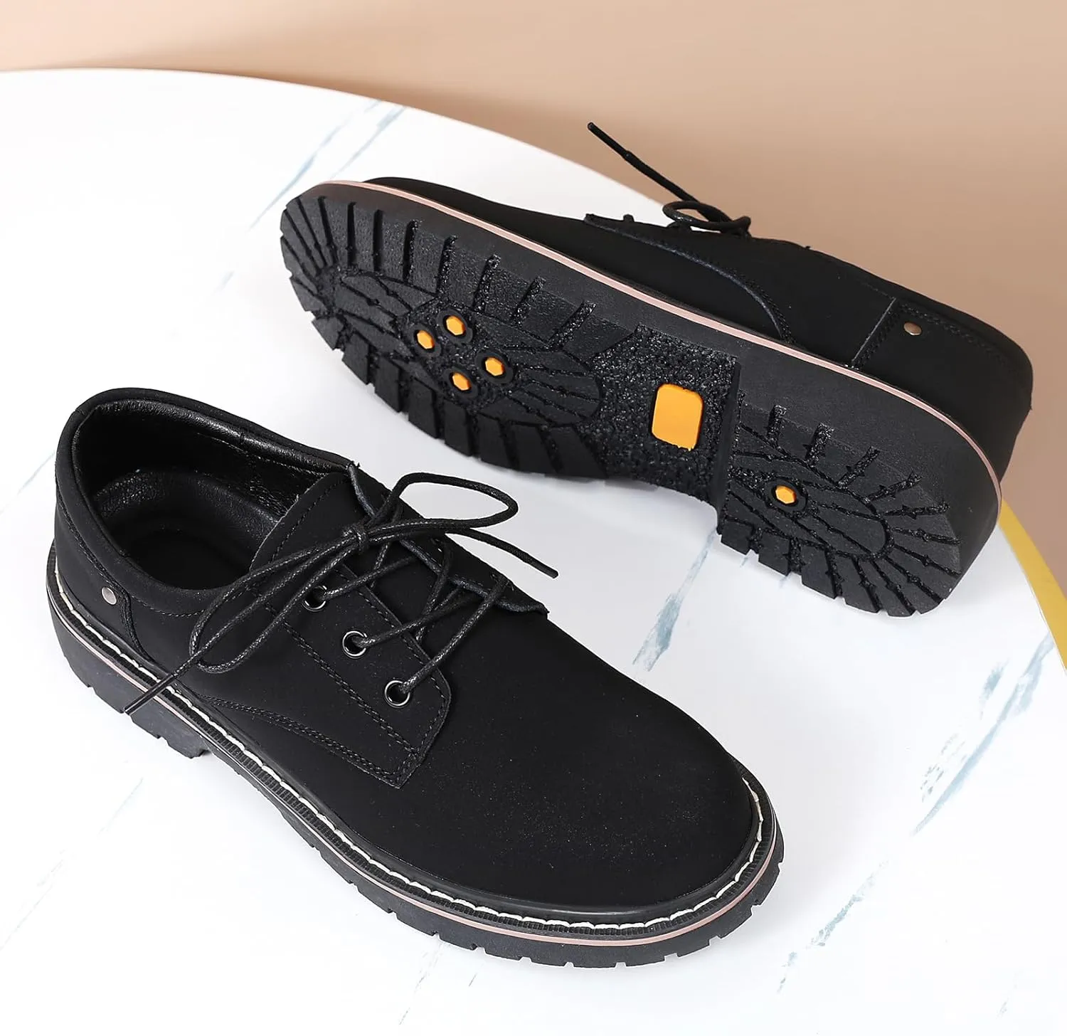 Women's Classic Oxfords Lace Up Business Formal Dress Shoes Platform Oxford Shoes Slip Resistant Service Boots