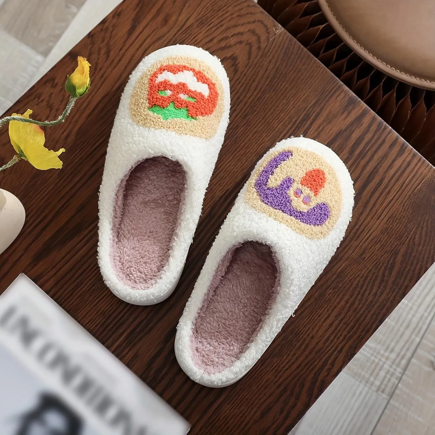 Women's Cute Strawberry Cherry Mushroom Cartoon Animal Cat Slippers - Cowboy Hat Boots - Happy Face Memory Foam Fluffy Cloud Indoor Household Couple Slippers