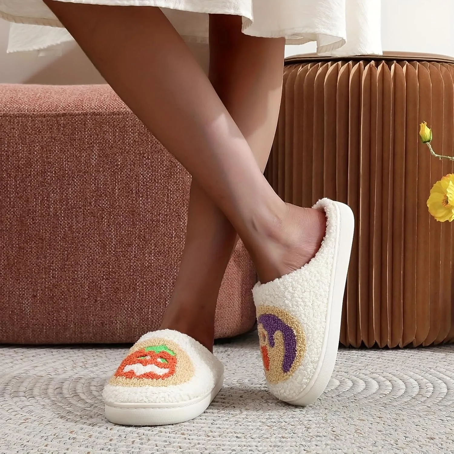 Women's Cute Strawberry Cherry Mushroom Cartoon Animal Cat Slippers - Cowboy Hat Boots - Happy Face Memory Foam Fluffy Cloud Indoor Household Couple Slippers