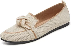 Women's Fashion Pointed-Toe Mesh Slip On Flats Dress Shoes Comfort Breathable Bow Soft Knit Ligntweight Ballets for Party Office Business Casual