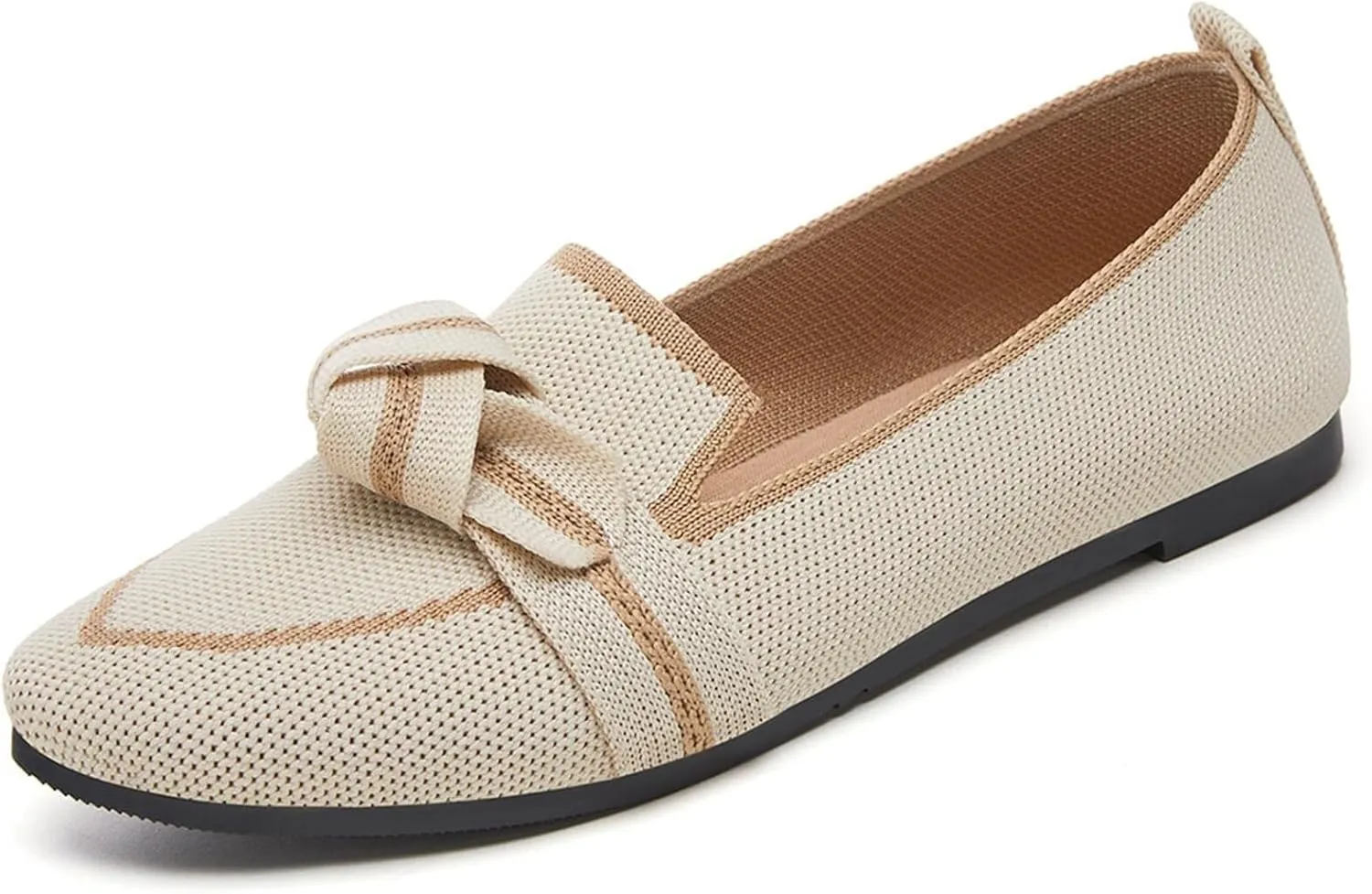 Women's Fashion Pointed-Toe Mesh Slip On Flats Dress Shoes Comfort Breathable Bow Soft Knit Ligntweight Ballets for Party Office Business Casual