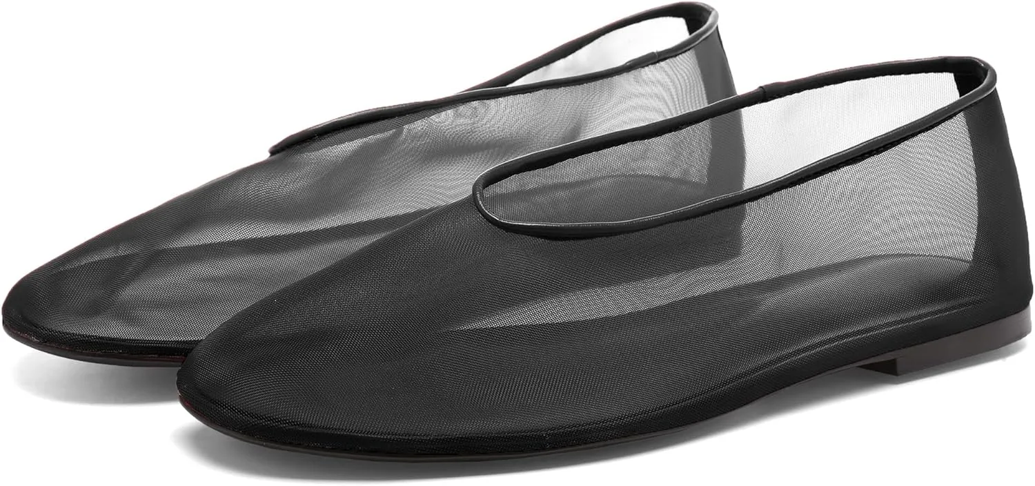 Women's Fine Mesh Ballet Flats,Round Toe Ballerina Shoes,Casual Slip On Mary Jane Flats,Comfortable Daily Dress Shoes