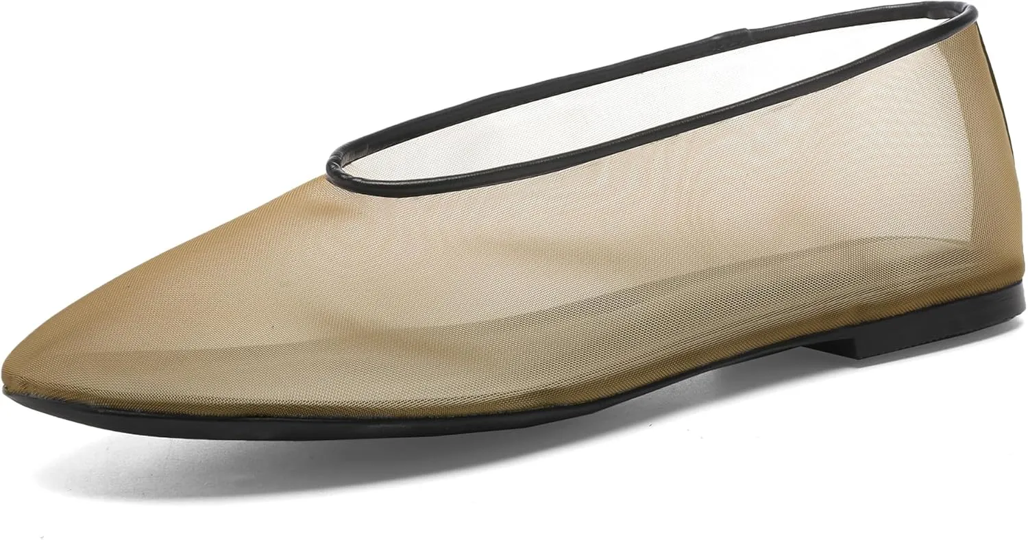 Women's Fine Mesh Ballet Flats,Round Toe Ballerina Shoes,Casual Slip On Mary Jane Flats,Comfortable Daily Dress Shoes