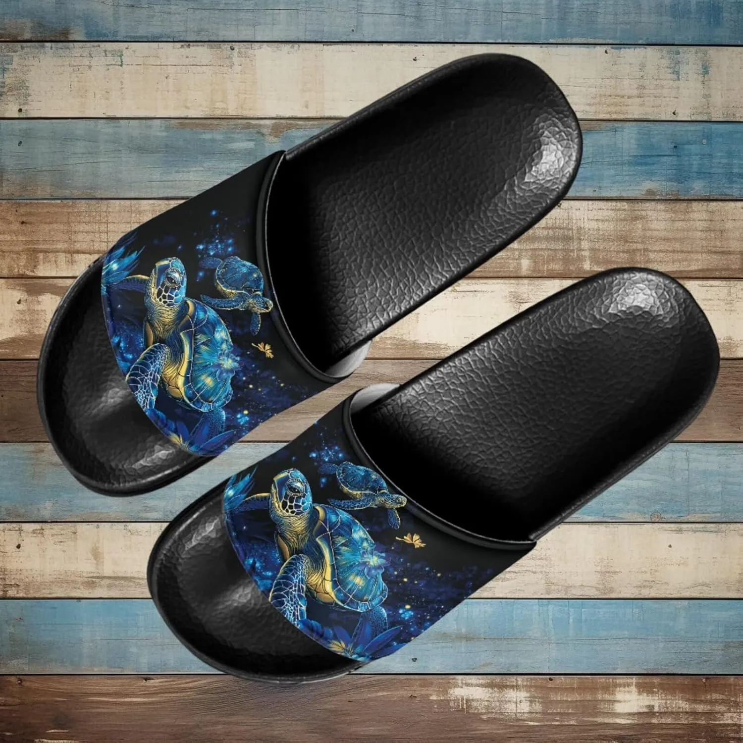 Women's Flat Sandals Comfortable Slip On Leather Slide Sandals, Women's Slide Sandals Size 6-13.5