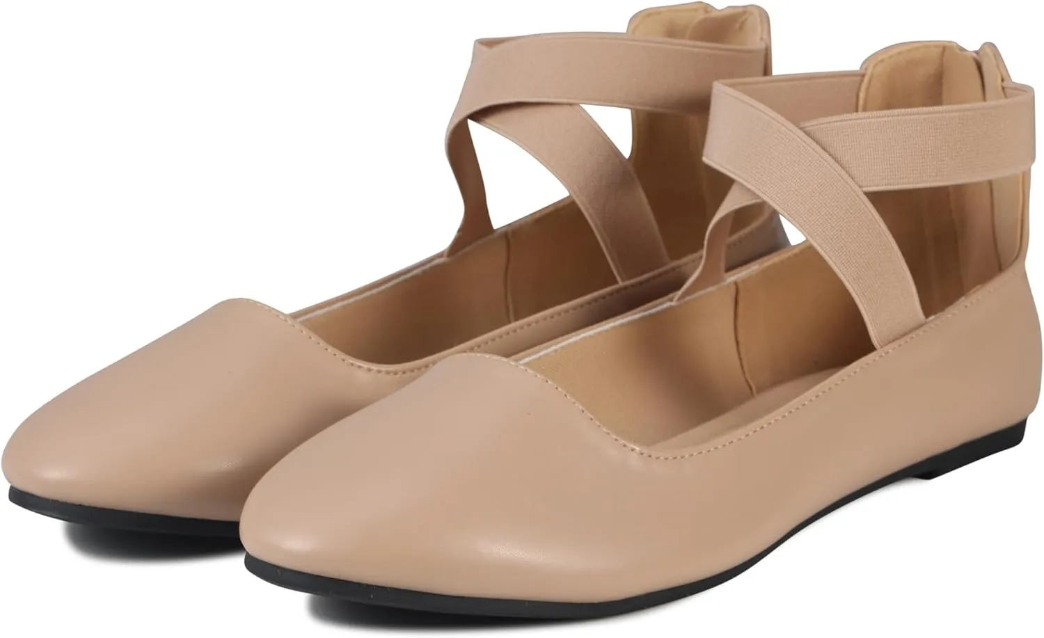 Women's Flats Comfortable Fashion Shoes for Women with Elastic Ankle Straps Dressy Ballerina Style Closed Toe s for Women Casual Flat