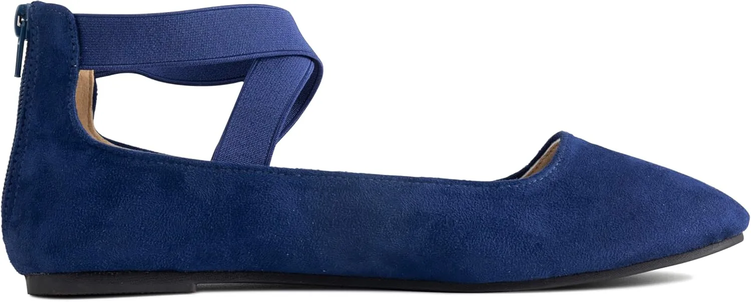 Women's Flats Comfortable Fashion Shoes for Women with Elastic Ankle Straps Dressy Ballerina Style Closed Toe s for Women Casual Flat