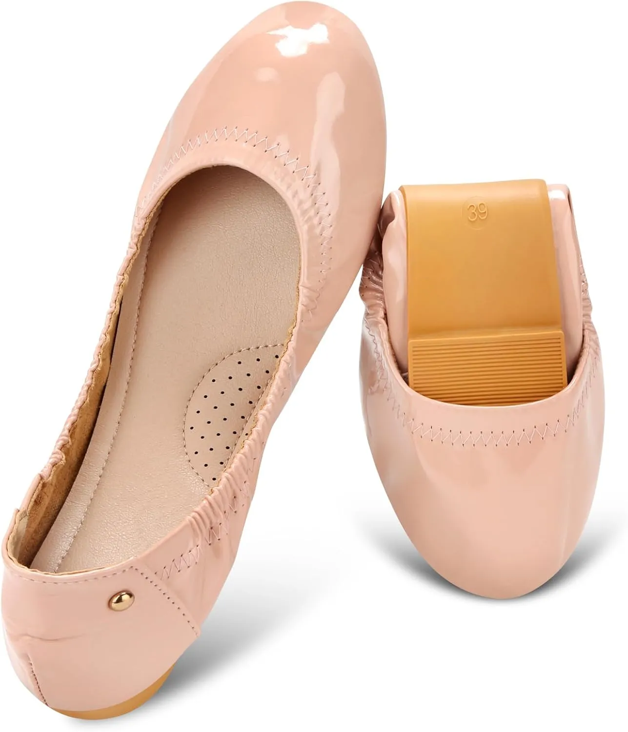 Women's Flats Foldable Ballet Flats for Women Comfortable Ballerina Flats Roll Up Flats for Wedding Party Travel
