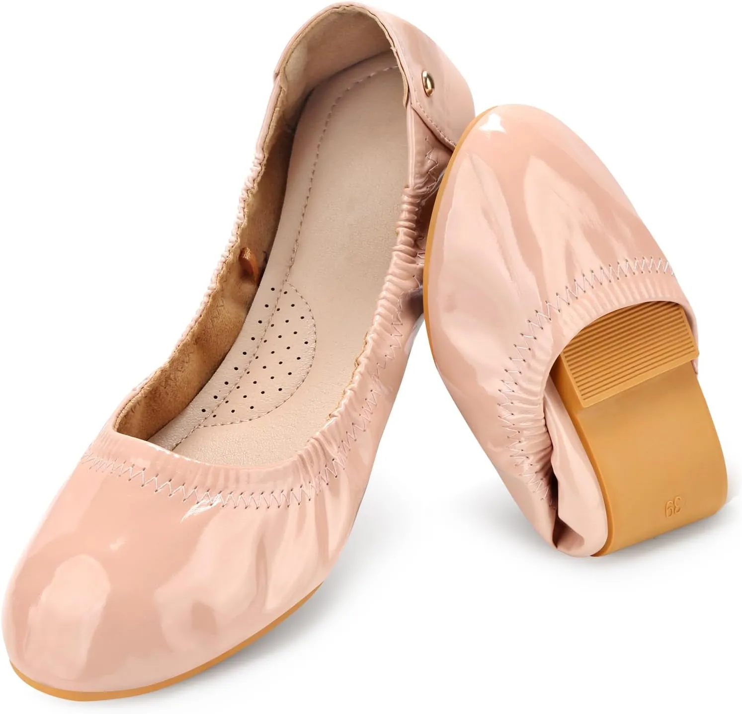 Women's Flats Foldable Ballet Flats for Women Comfortable Ballerina Flats Roll Up Flats for Wedding Party Travel