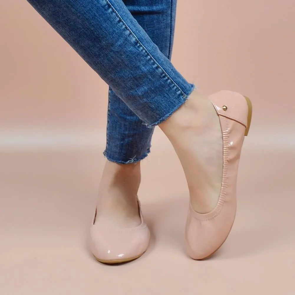 Women's Flats Foldable Ballet Flats for Women Comfortable Ballerina Flats Roll Up Flats for Wedding Party Travel