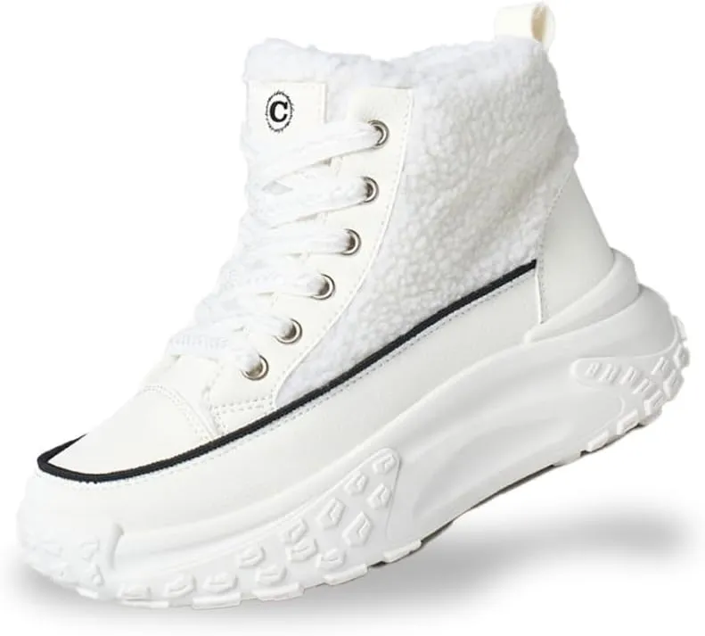 Women's Lace Up Winter Sports Shoes, Lightweight Hiking Shoes, Warm Casual Shoes