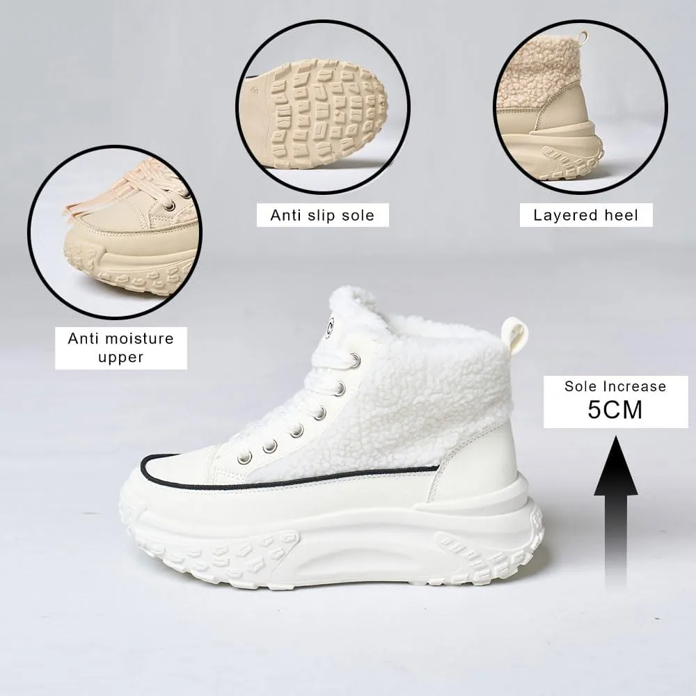 Women's Lace Up Winter Sports Shoes, Lightweight Hiking Shoes, Warm Casual Shoes