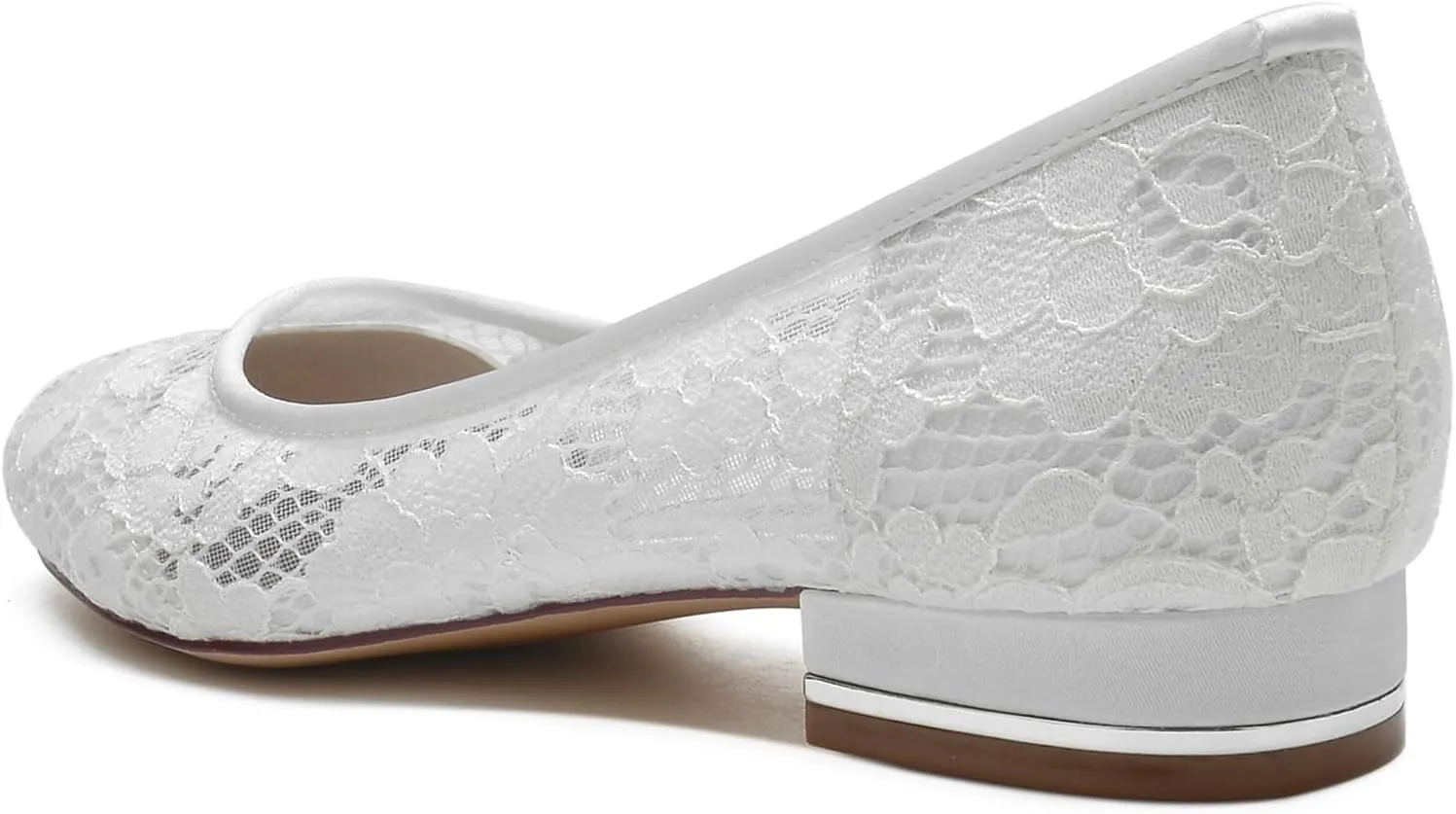 Women's Lace Wedding Shoes Closed Toe Pumps Ballet Flats Slip on Bridal Shoes Evenging Party Work Flat