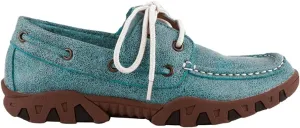 Womens Leather Boat Flats Casual - Brown