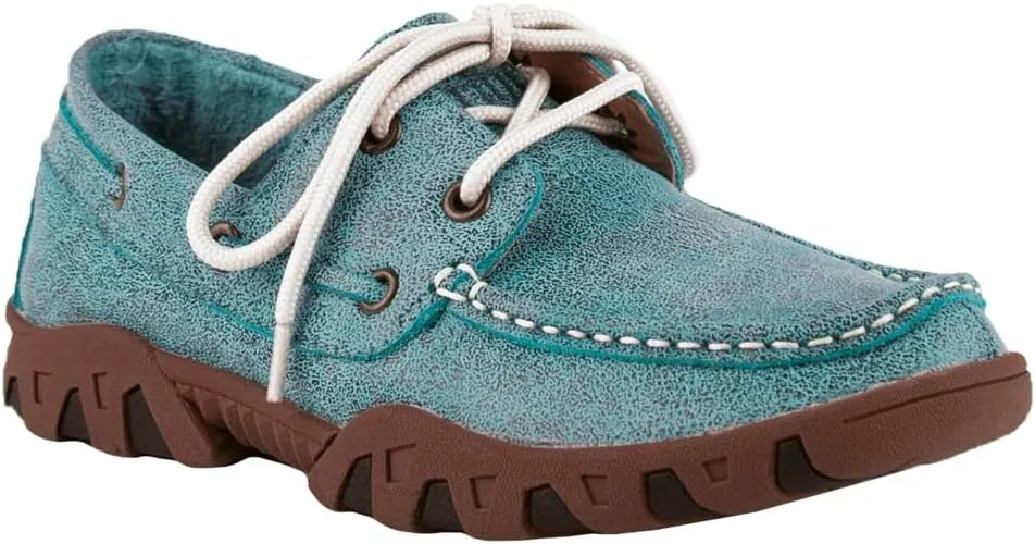Womens Leather Boat Flats Casual - Brown