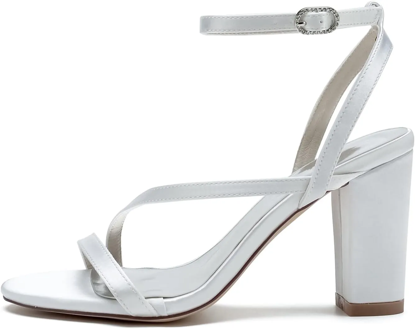 Women's Open Toe Chunky Block High Heels Satin Slingback Wedding Pumps Prom Evening Party Dress Shoes Sandal for Summer